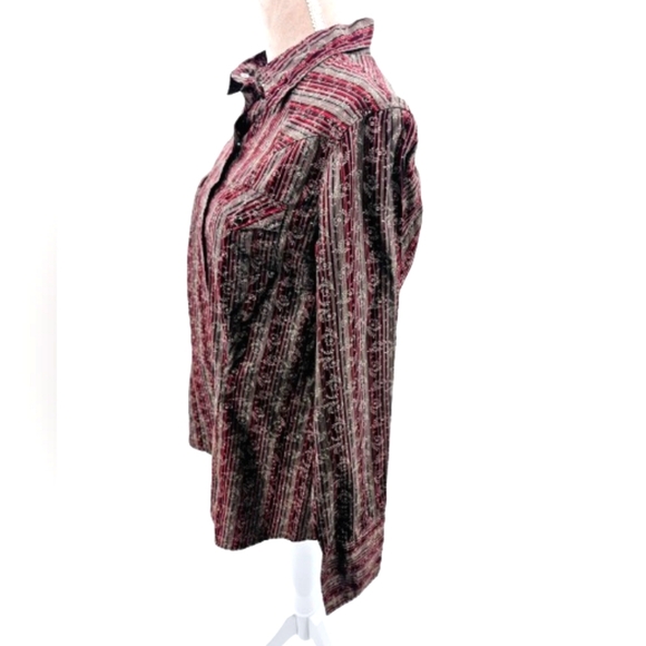 ROPER Western Pearl Snap Cotton Shirt Red Burgandy - Picture 4 of 9